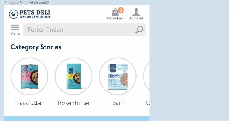 Category Stories iteration — product photography added to circles, layout tested with real category names